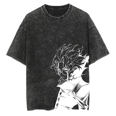 Anime Graphic T-shirts Streetwear Vintage Washed Cotton Oversized T Shirt for Men Loose Short Sleeve Tees Tshirt