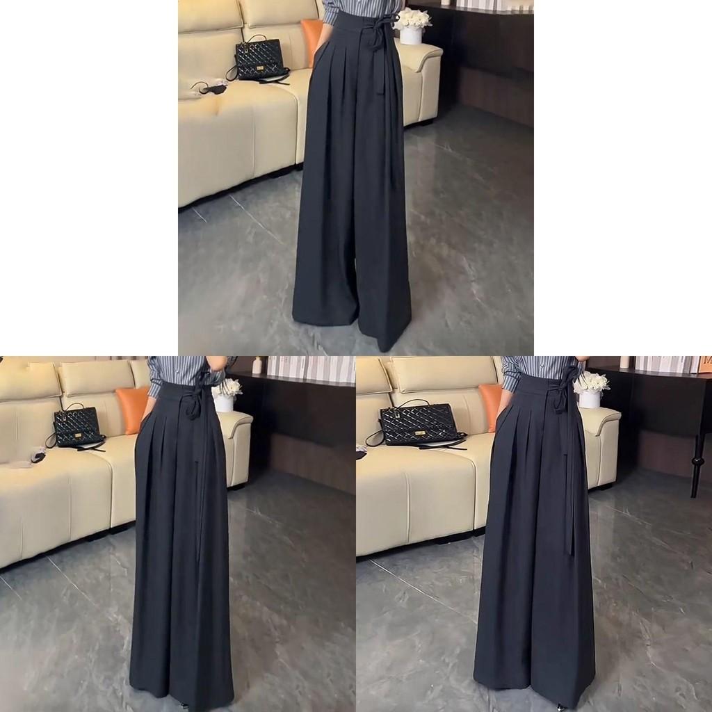 Damen High Waist Wide Leg Hose Mit Bindegürtel Für Lässige Bürokleidung
