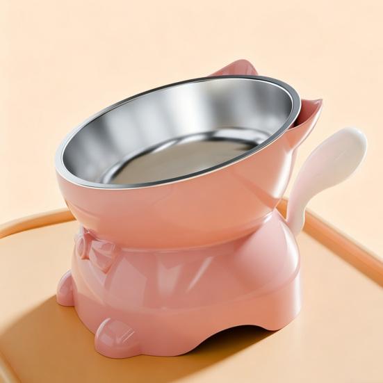 Elevated Cat Bowl Tilted Cat Food Bowl Anti-Slip Raised Cat Feeding Bowl Protects Cats Neck Spine Friendly for Drinking Eating