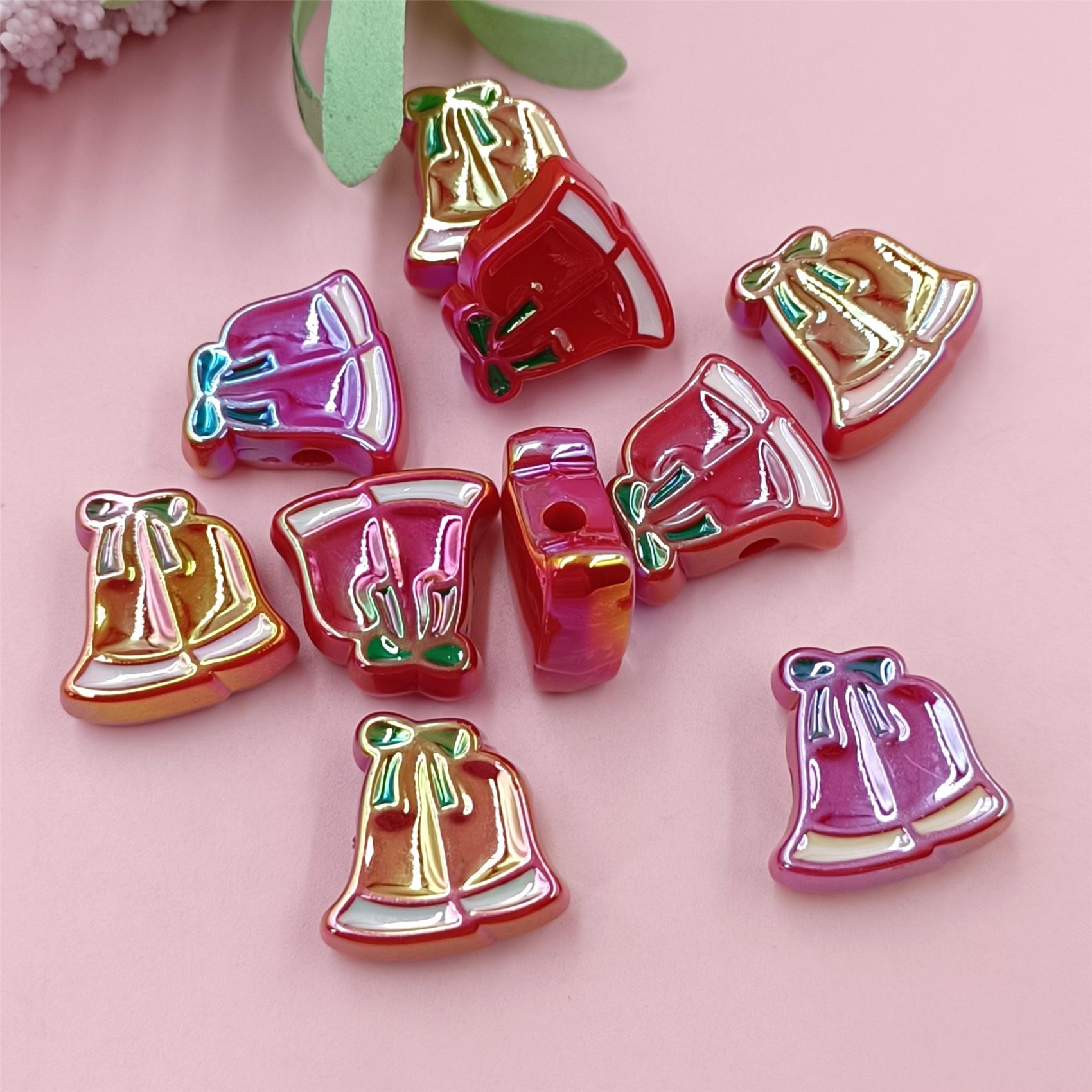 

Новое УФ-цветное покрытие, рождественские ювелирные аксессуары, сделай сам, для изготовления ювелирных изделий, разные размеры, 10 шт., акриловые подвески ручной работы Small Bell