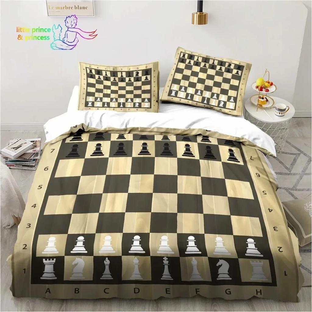 Funny Chess Board Bedding Set Single Twin Full Queen King Size Bed Set Adult Kid Bedroom 3D Printed Bedding Gift