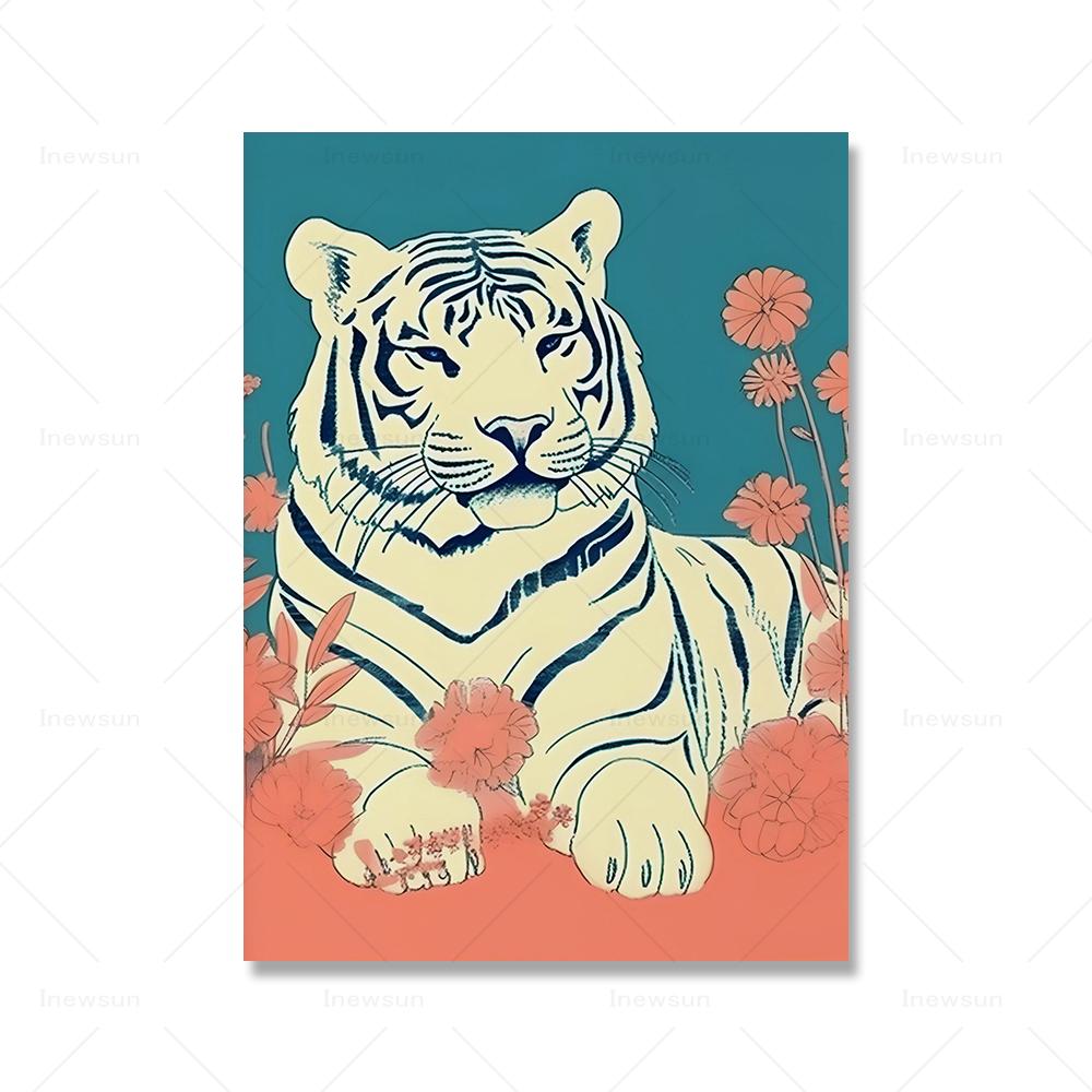 

Easy Tiger Art Prints Retro Trendy Dorm Decor Wall Art Canvas Painting Animal Poster Boho Bedroom Home Decor 21x30cm No Framed