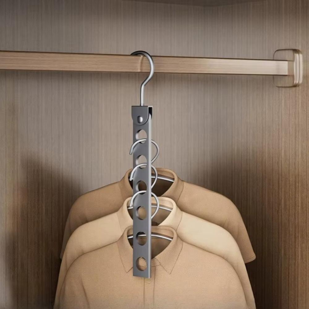 6/8 Holes Storage Rack Foldable Rotatable Wardrobe Space Saver Space Saving Design Metal Material Magic Metal Hangers