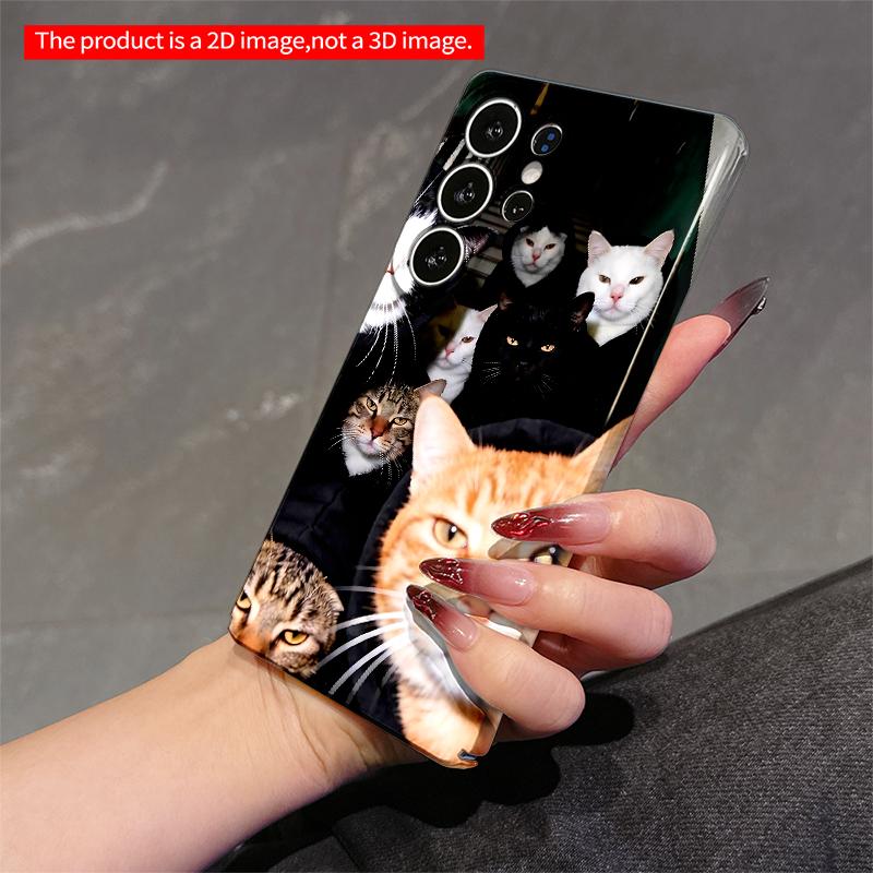 2DFlat Samsung Phone Case Cats In Hoodies Selfie Group Applicable To Galaxy S22 S23 S24 S25ULTRA S26 A12 A13 A14 A15 A16