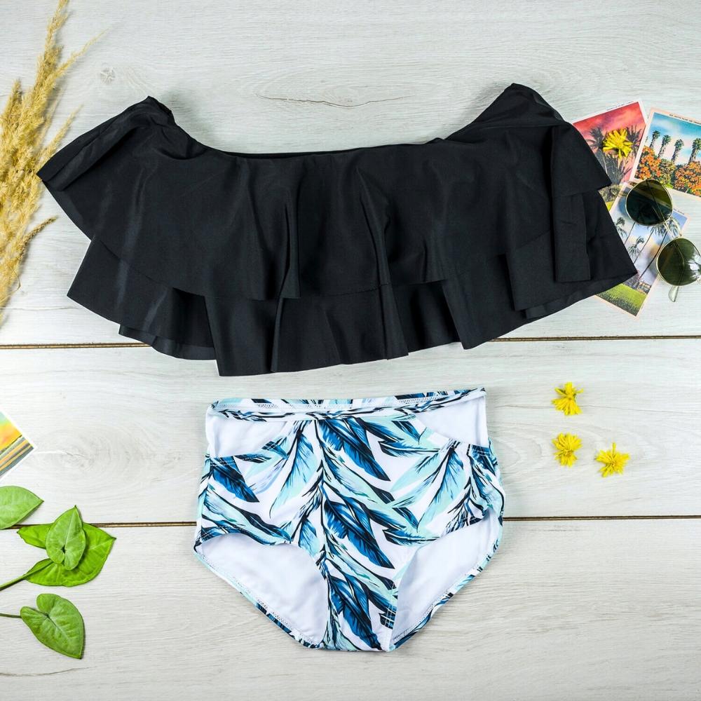 Two-piece bikini swimsuit, Spanish ruffle, high waist, L Two-piece bikini swimsuit, Spanish ruffle, high waist, L