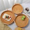 Vietnamese Rattan Tray Vine Woven Storage Double Ear Practical Desktop Tray Basket Bread and Fruit Dim Sum Picnic Simple Storage