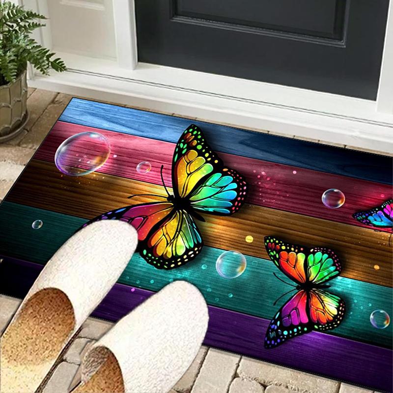 Purple Butterfly Garden Office Rug Chair Mat, Entryway Carpet, Suitable for Front Door, Bedroom, Living Room, Desk, Holiday Gift
