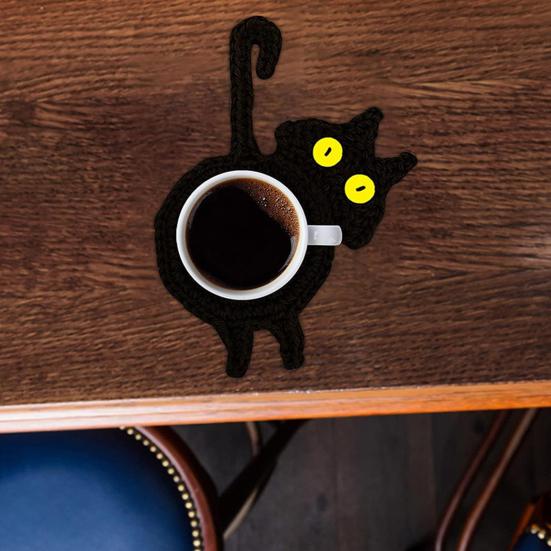 Funny Cat Butt Coasters Playful Knitted Drink Pads Heat-resistant Placements