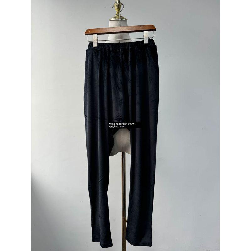 

Export Single Velvet Casual Cool Saggy Pants Casual Cool Stylish Pants Black Velvet Crotch pants XL