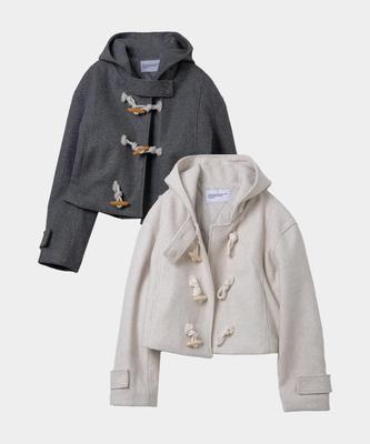 Place Studio Kapuzen Crop Dufflecoat Jacke Pullover_2 Farben