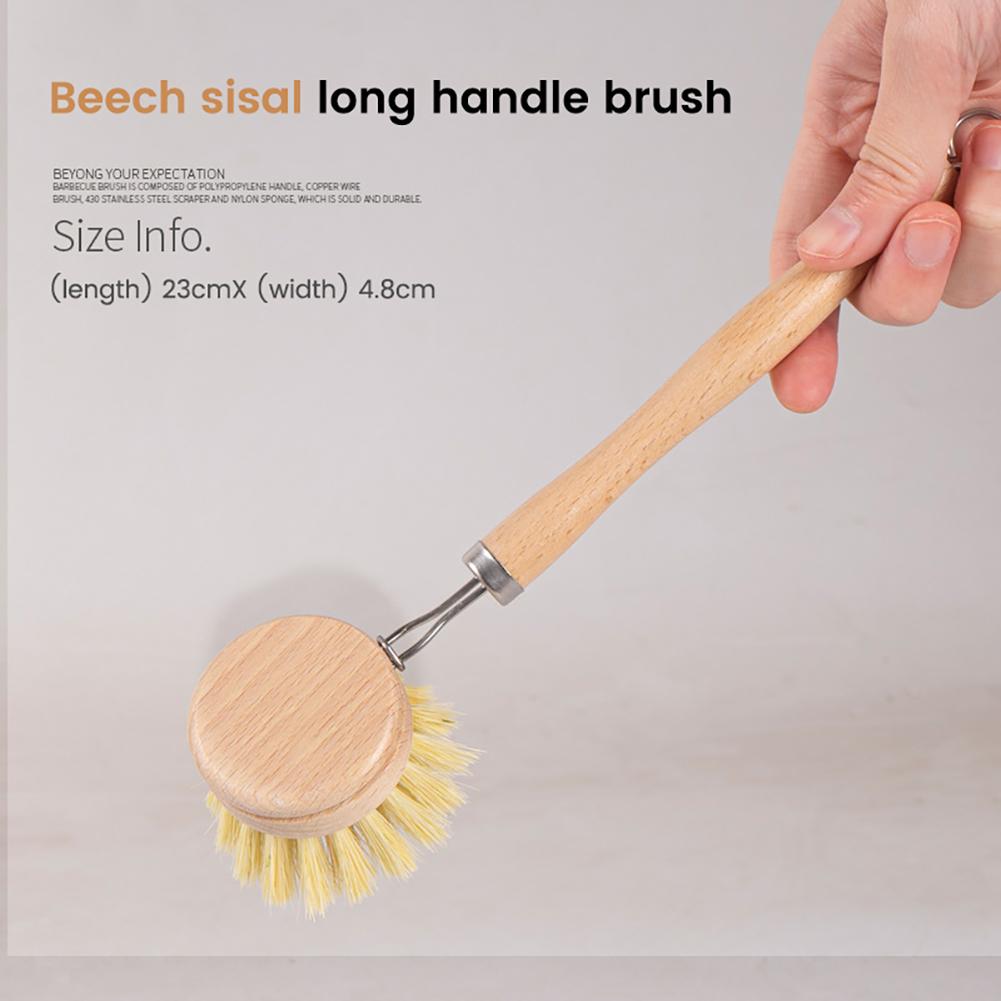 Dish Cleaning Brush Long Handle Pan Brush Solid Dish Scrubber Brush Wear-resistant