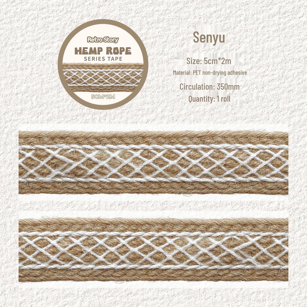 RetroStory Hemp Rope Series Vintage PET Tape Stickers - 6 Styles for Decorative Journaling & Gift Decoration
