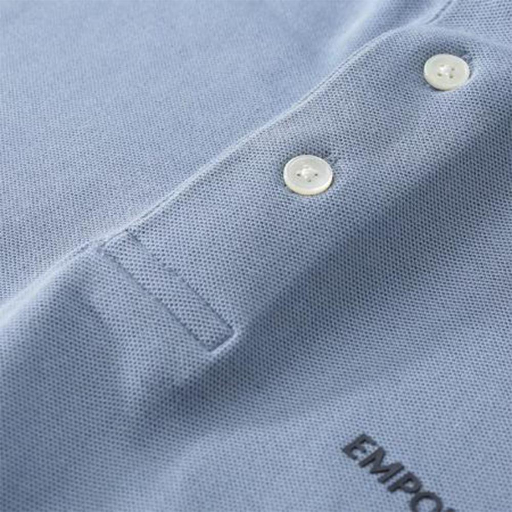 Emporio Armani FW23 Letter Print Logo Short Sleeve Polo Shirt Men tops Fog-Blue 3R1F74-1JCYZ-0738