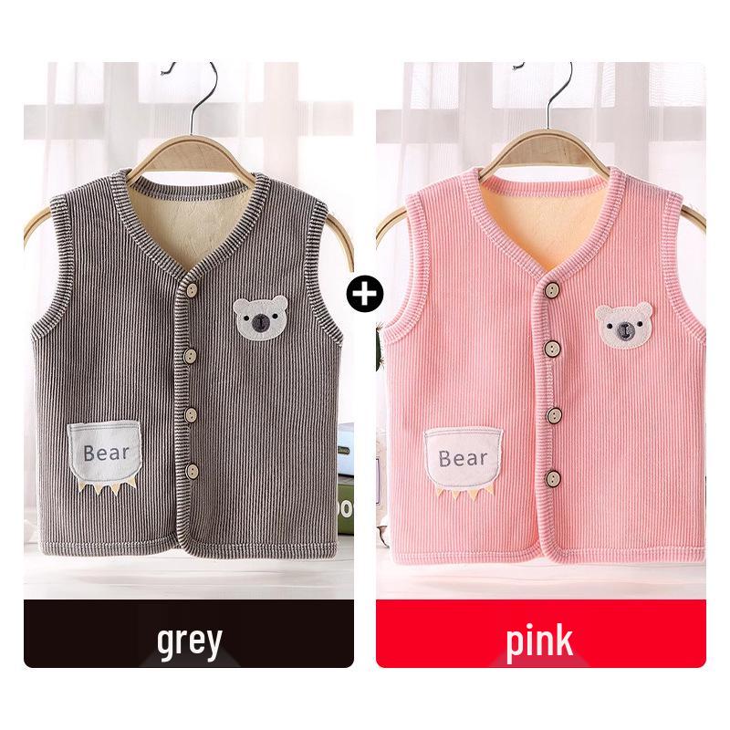 Jingqi Fleece Lined Sleeveless Vest for Boys and Girls - Warm Autumn/Winter Infant Waistcoat