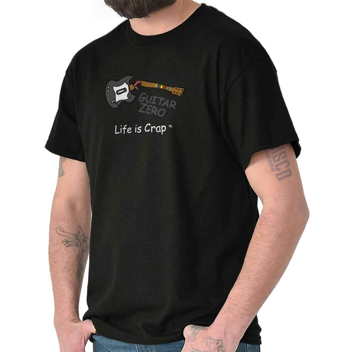 Life is Crap Funny Guitar Player Music Band Womens or Mens Crewneck T Shirt Tee XL