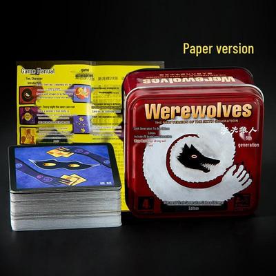 Werewolf 6th Edition Table Game Tin Box with Crescent and Killer Game Cards: It's Dark, Please Close Your Eyes
