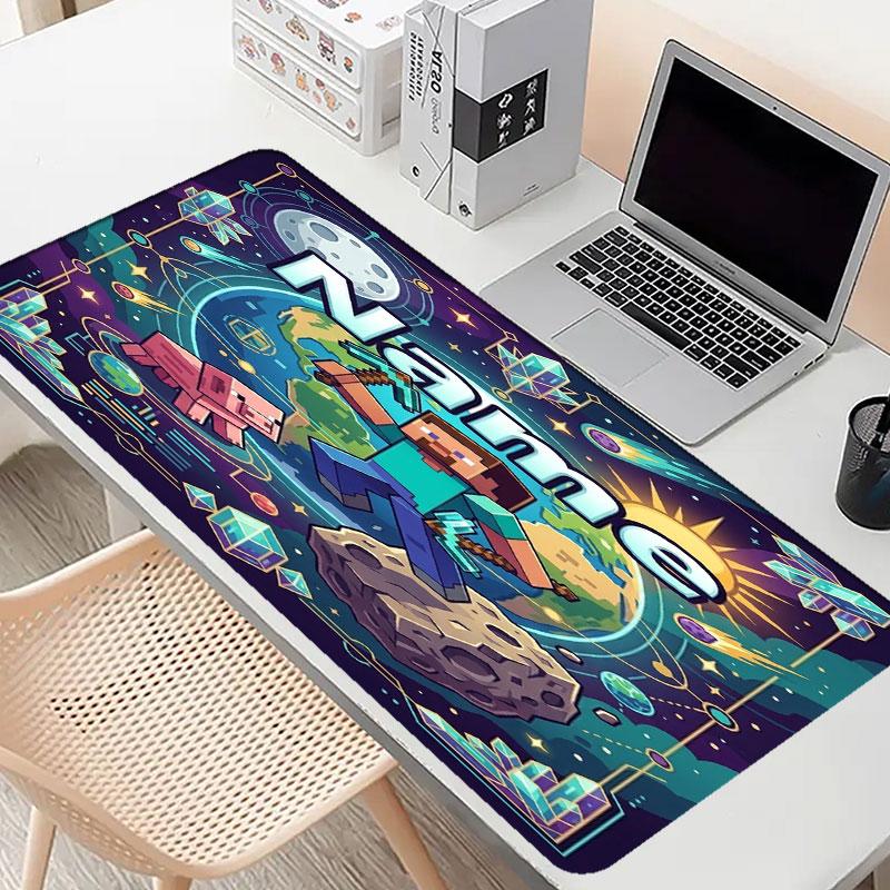 Custom Name Personalized Minecaraft Pattern Mousepad, Laptop PC Desk Mat, Decorative Desk Mat for Home Keyboard Pad Gift