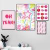 Pink Abstract Graffiti Wall Art Poster Print Picture Cheetah Lightning Lips Dollar Sign Canvas Painting Living Room Home Decor No Frame