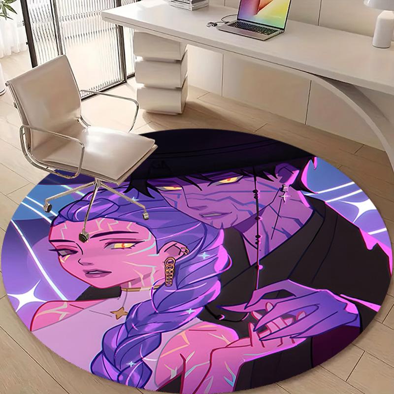 1pc KPop Demon Hunters18 Design Printed Area Round Carpet for Bedroom Living Room Home Decor Rugs Mat Non Slip Mat Rug for Bedside