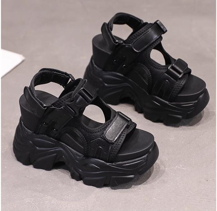 11CM Thick Bottom Gladiator Shoes Woman Summer Chunky Sneakers High Platform Sandals Hollow Out Wedge Heels Beach Sandalias