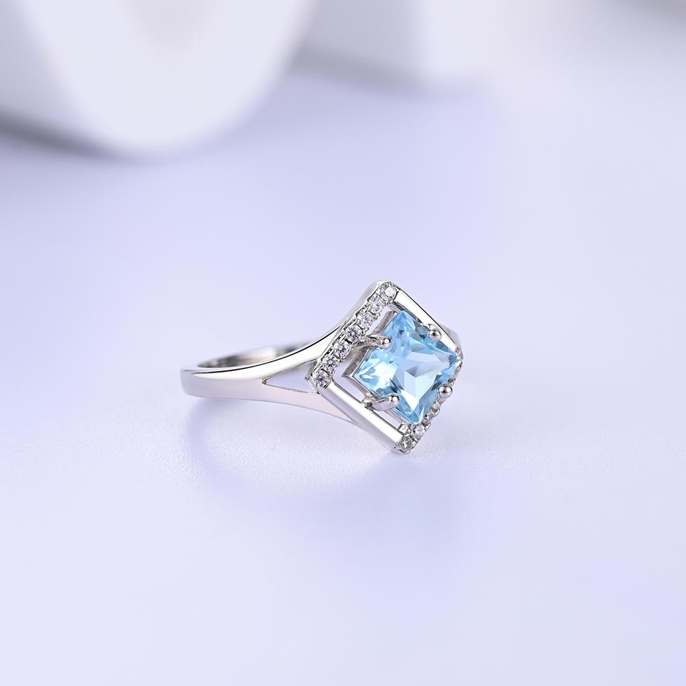 Inel superb cu topaz albastru natural, argint 925, lumina elegantă, femei de lux, cadou pentru aniversare și petrecere și banchet