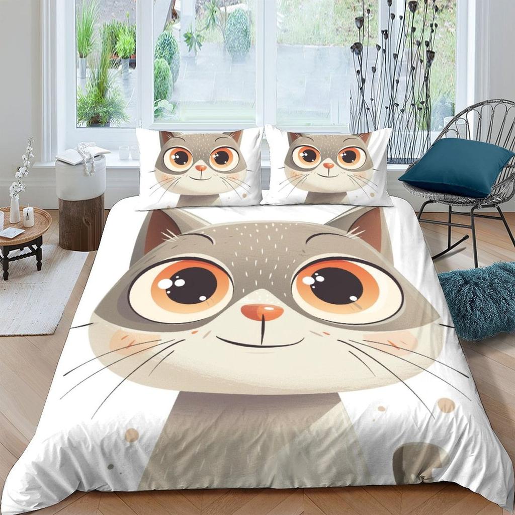 Comforter Cat Bedding Set Printed For Childrens And Adults Warm Soft Breathable And Comfortable