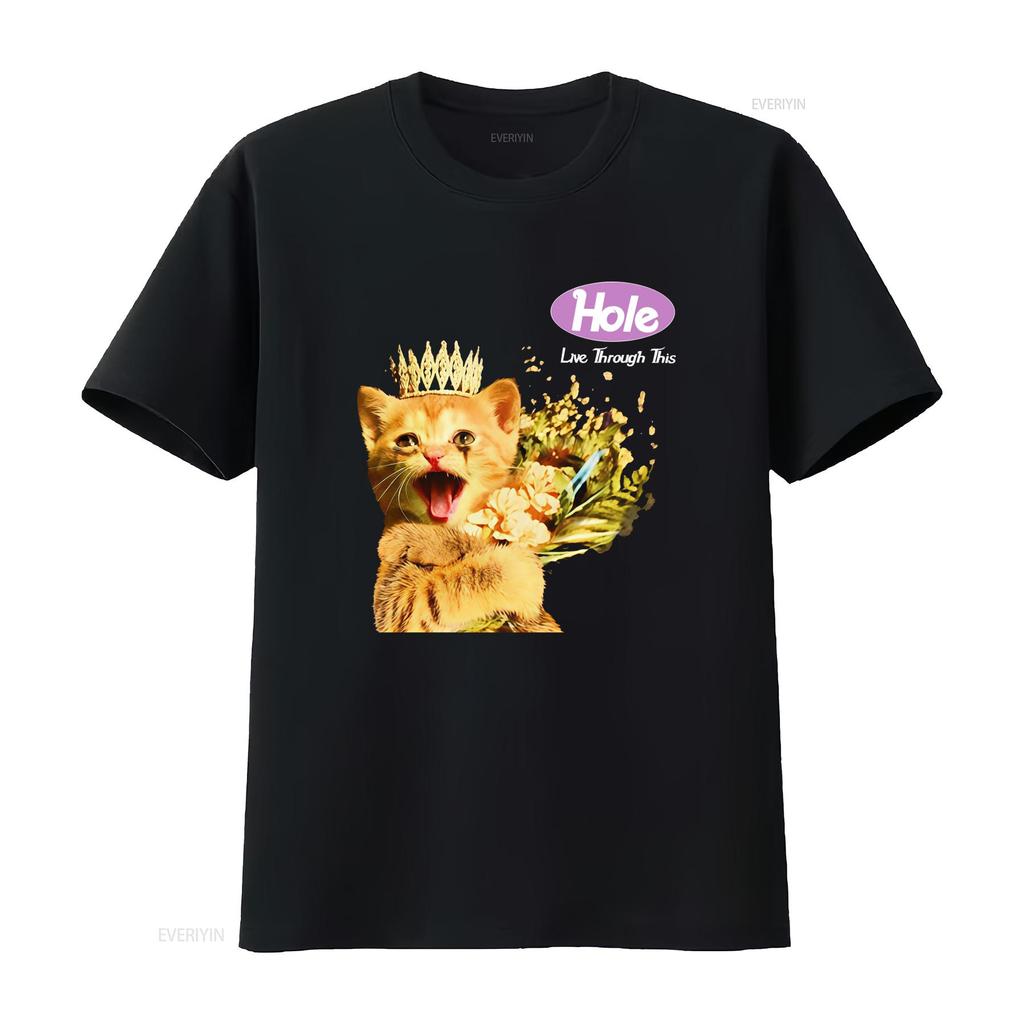 Hole Band Live Through This Album Cat T Shirt Trending Now Size S 4XL vintage Washed graphic fashion Stretched Unisex