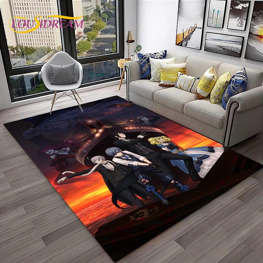 Cartoon Black Butler Anime 3D Carpet Rug for Home Living Room Bedroom Sofa Doormat Decor,kids Play Area Rug Non-slip Floor Mat