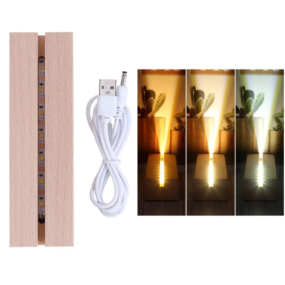 LED Holz Display Basis LED Lampen Rechteck Acryl Lichtplatte Basis USB Lade Lampe Ständer Dekoration für Schlafzimmer Wohnzimmer