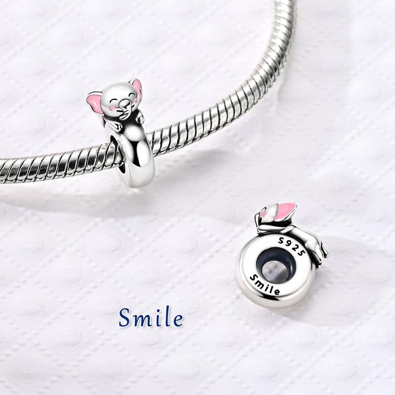 Original 925 Sterling Silver Bead Charm Cute Animal Series Silicone Clip Bead Fit Original Bracelet For Women DIY Jewelry Gift