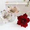 Christmas Artificial Poinsettia Glitter Flower Sequin Flannel Fake Flowers 25cm Photography Props 3D Simulation Magnolia