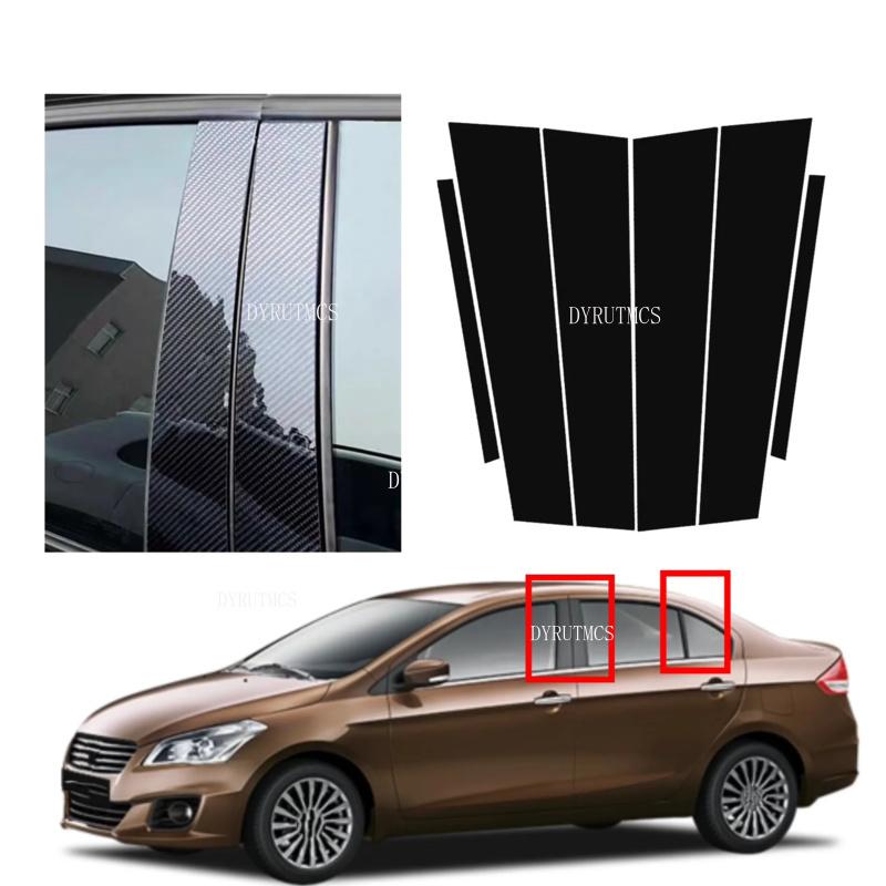 Glossy Black Window Door Column Deal B C Pillar Post For Suzuki Ciaz 2014- 2015 2016 2017 2018 Cover Trim Carbon Fiber