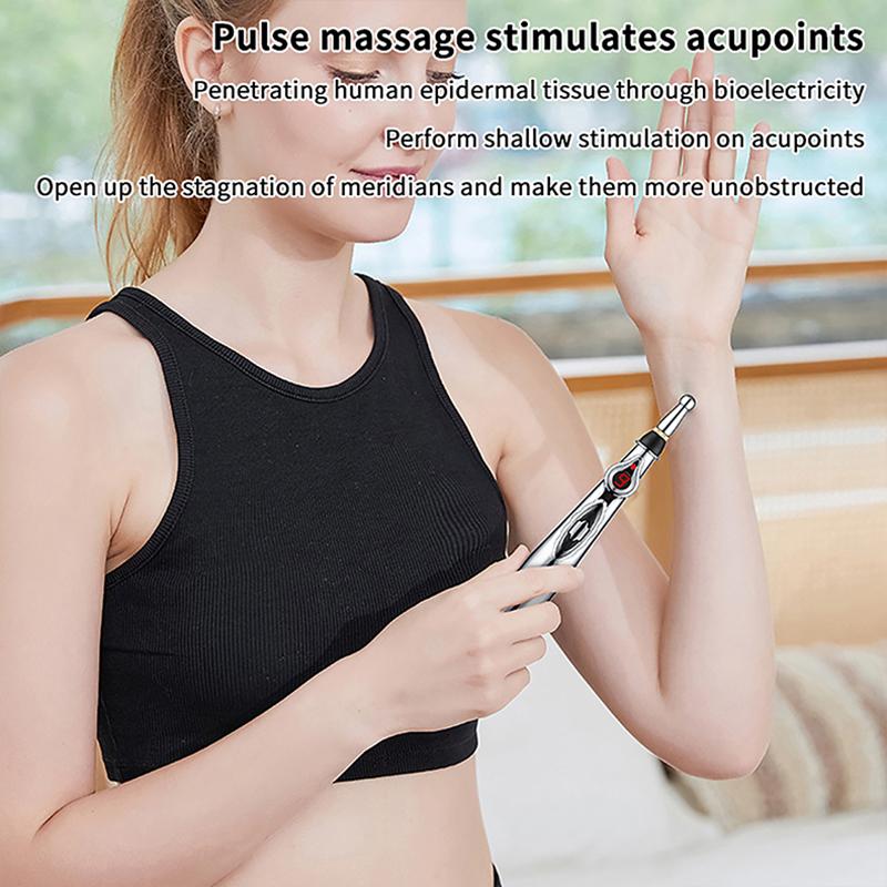 Electric Massage Pen Adjustable For Body Back Hand Massage Press And Relax Muscles, Charge Powered Silver