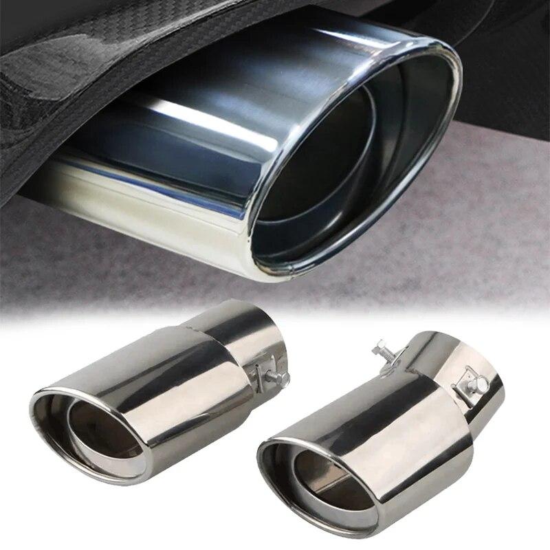 Car Exterior Parts Car Exhaust Muffler Tip Stainless Steel Round Pipe Silver Black Straight Bent Exhaust Tail Muffler Tip Pipe