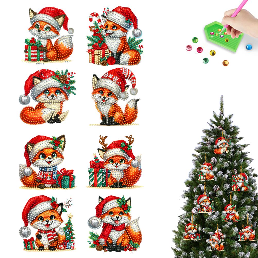 8Pcs Acrylic Special Shaped Christmas Cartoon Hanging Diamond Art Kits 5D DIY Diamond Art Hanging Decorations Bedroom Decoration