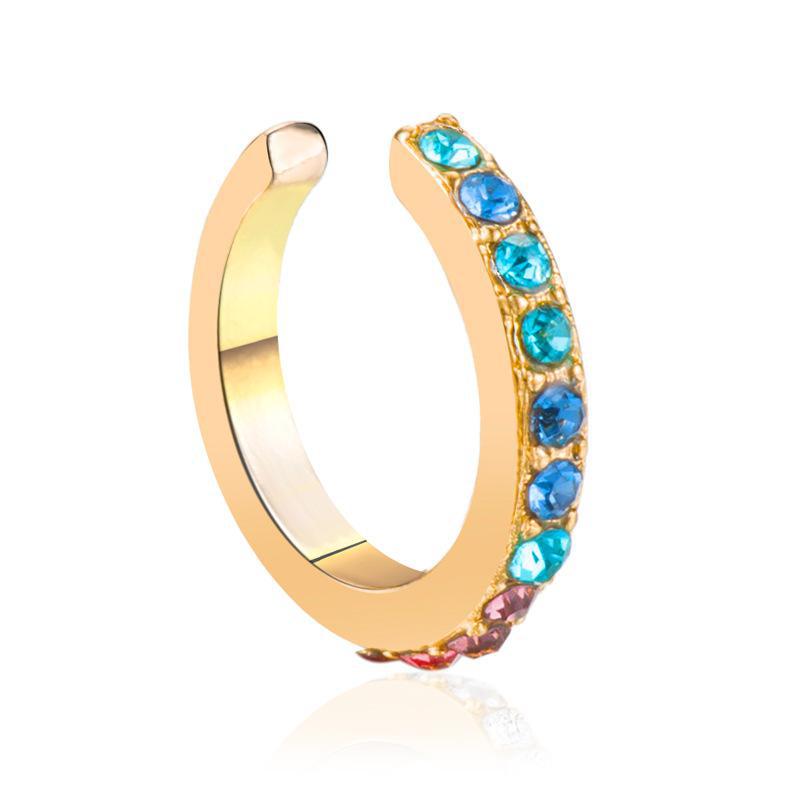 Korean Crystal Clip Earrings For Women Zircon Earing Without Hole Jewelry Fake Earrings Single Ear Bone Clip Earings Ear Cuffs