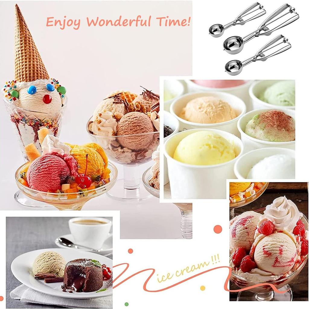 Ball Digger,Cookie Scoop,Ice  Scoop With Trigger-Release 3pcs,Spring Handle