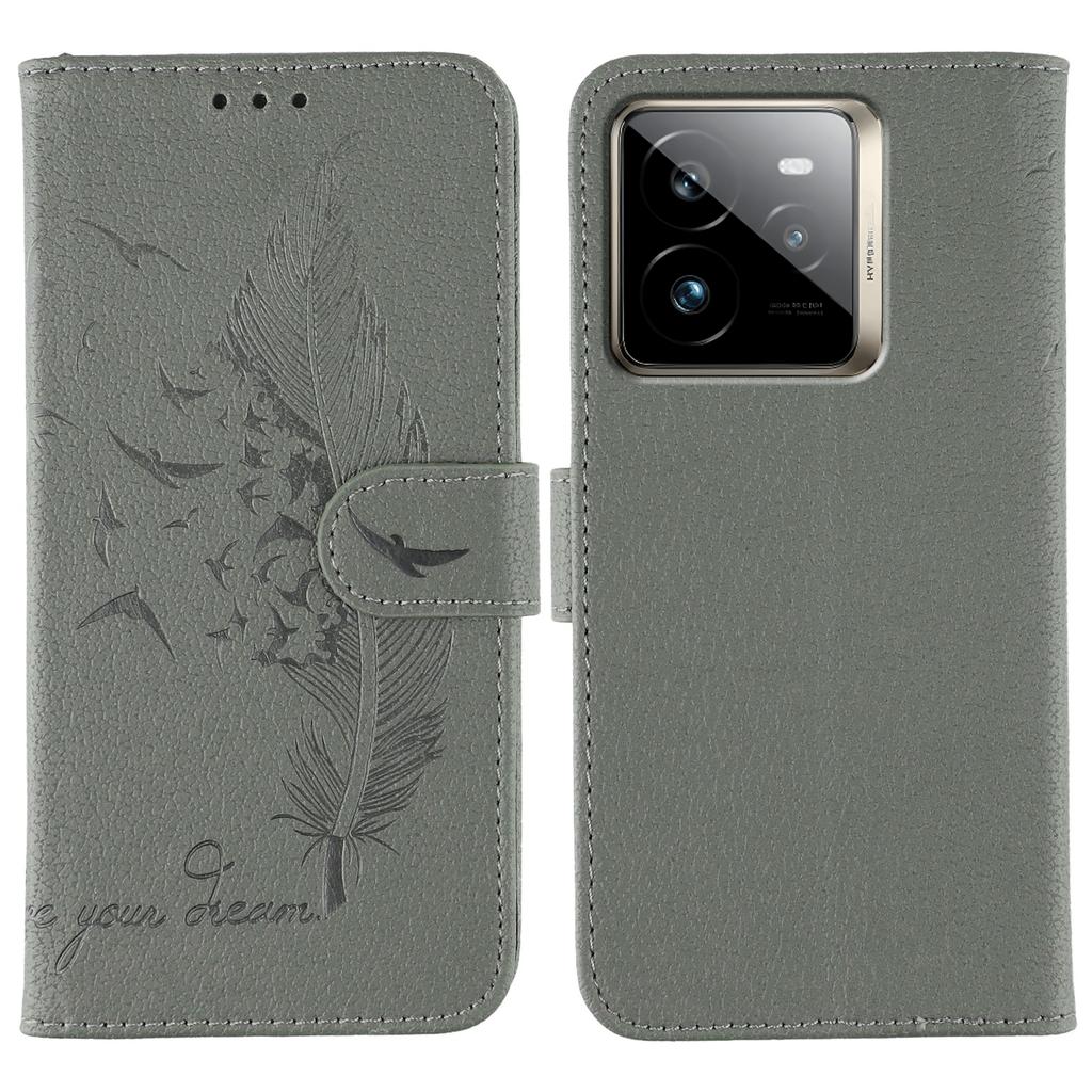 For Realme GT 7 Pro 5G Case Feather Imprint PU Leather Wallet Phone Cover