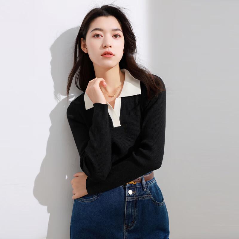 

Sancai Plus Size Color Block Ribbed Polo Knit Sweater 3XL