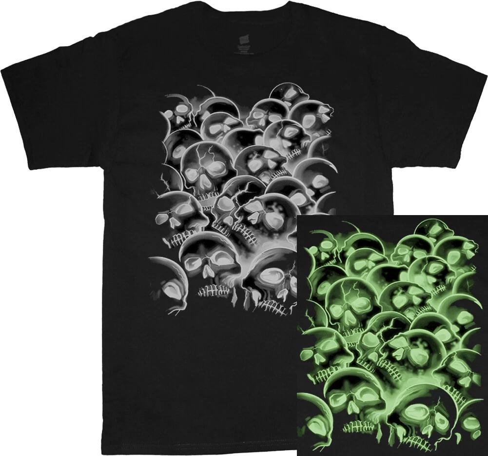 Glow In The Dark Skull T-shirt Mens Funny Mens Graphic Tees Halloween Costume XXXL