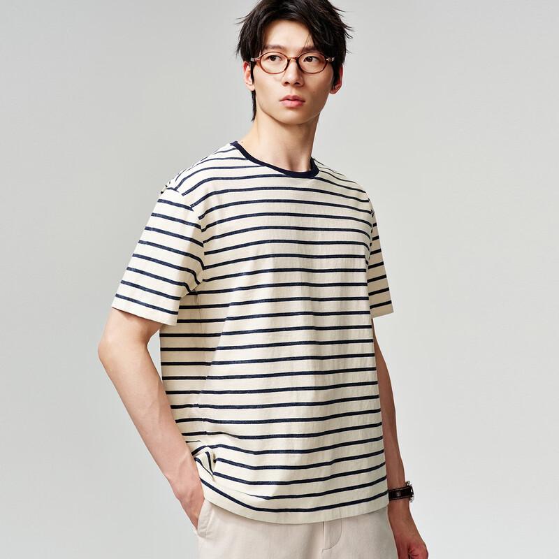 Men s Tencel Blend Striped Short Sleeve T-Shirt XL