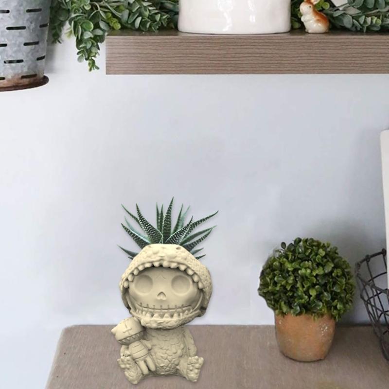 Halloween Skull Man Silicone  Mold Succulent Flowerpot Clay Cement Plaster Molds  Home Garden Flower s Mould