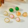 IngeSight.Z 5Color Classic Retro Stainless Steel Geometric Stud Earring Boho Trendy 18K Gold Plated Inlaid Resin Earring Jewelry