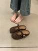 French Evening Wind Retro Lightweight Light Mouth Baotou with Lamb Bread Toe Girl Muller Shoes Wearing Slippers Woman