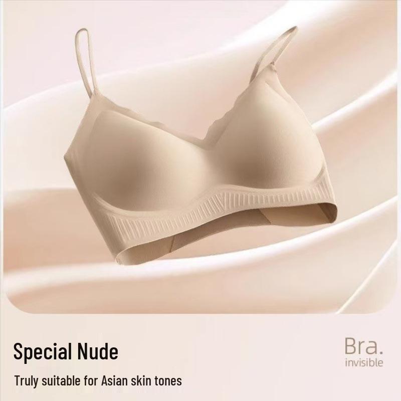Unsichtbarer Nahtloser Raffinierter BH: Dünne Träger, Hautfarbe, Sommerleicht, Minimierender Effekt für große Oberweiten