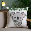 Cartoon Cute Koala Cushion Cover Plush Fabric DoubleSided Printed Invisible Zipper Sofa Pillow Case Home Bedroom Decor