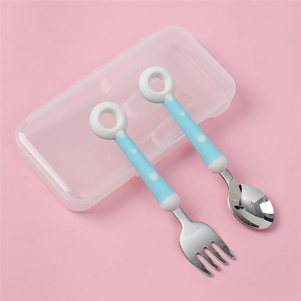 Poly Kleinkind Donut Löffel- und Gabelset (blau) Kinderlöffel