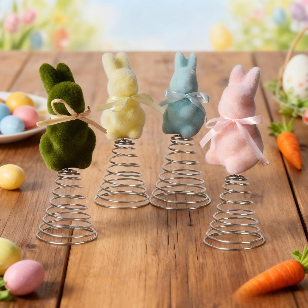 Simulated Flocked Easter Bow Bunny Home Decoration For Gardens And Courtyards.