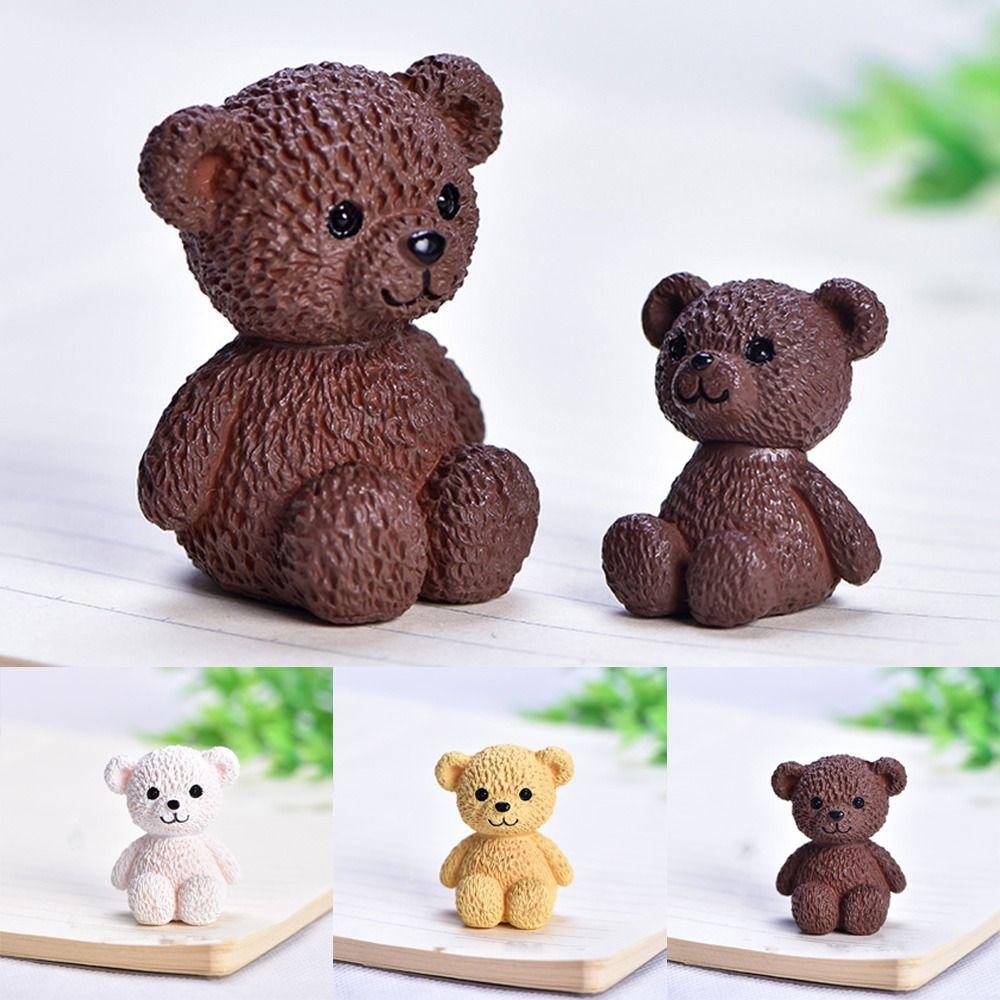 Mini Cartoon Animal Statue Funny Bear Ornament Creative Miniature Bear Figurines  Birthday Cake