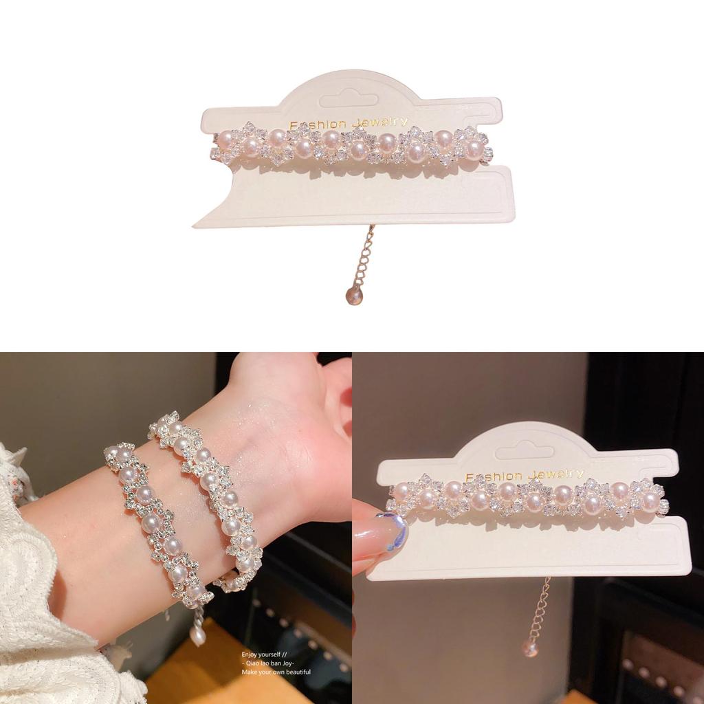 No Ip Geometric Pearl Embellished Magnet Bracelet For Women With Elegant Design
